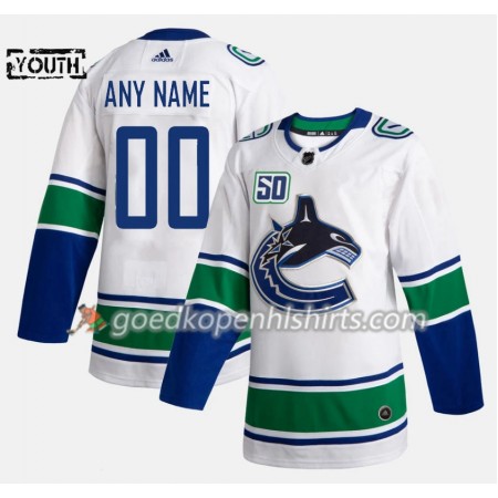 Vancouver Canucks Custom 50th Anniversary Adidas 2019-2020 Wit Authentic Shirt - Kinderen